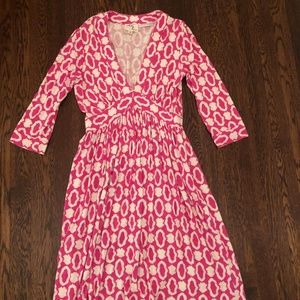 Milly Pink and White Patterned 3/4 Sleeve Dress S